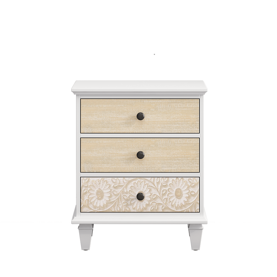 Floral Whimsy 3-Drawer Nightstand